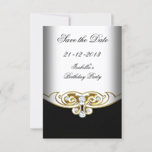 Save The Date Sml Enregistrer la date Blanc Black Gold Diamond