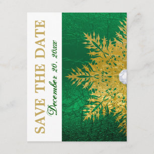 Save The Date Snowflake or émeraude vert mariage Enregistrer la 