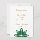 Save The Date Snowflake or émeraude vert mariage Enregistrer la  (Dos)