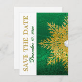 Save The Date Snowflake or émeraude vert mariage Enregistrer la  (Devant / Derrière)