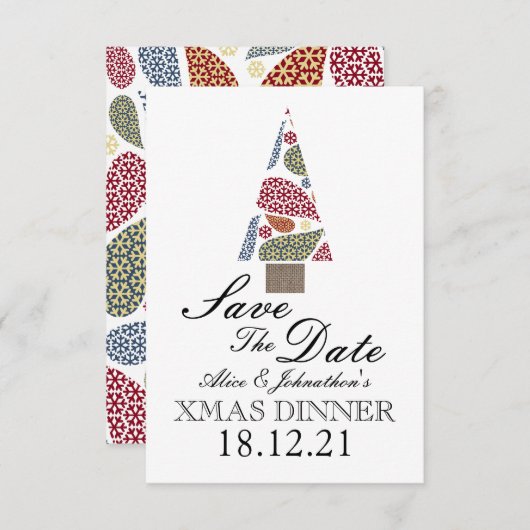 Save The Date Snowflake Teardrops Arbre Enregistrer La Date (Devant / Derrière)