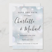 Save The Date Snowflakes d'hiver Élégant script Enregistrer la d (Devant)