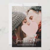 Save The Date Snowflakes d'hiver Élégant script photo (Devant)