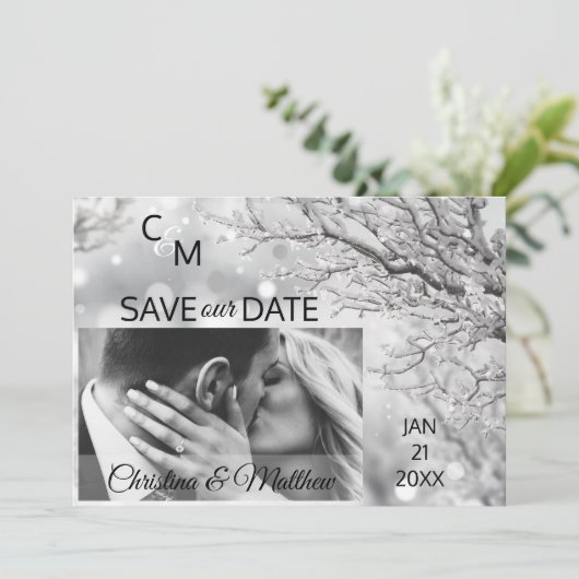 Save The Date Snowflakes d'hiver Mariage SAUVER NOTRE DATE | PHO (Debout devant)