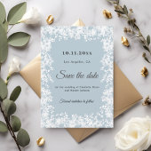 Save The Date Snowflakes dusty blue winter wedding