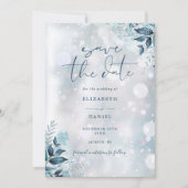 Save The Date Snowflakes Rustique Floral Photo Mariage (Devant)
