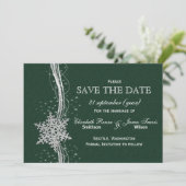 Save The Date Snowflakes Silver vert hiver enregistrer la date (Debout devant)