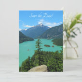 Save The Date Snowy Mountain Turquoise Lake à Washington (Debout devant)