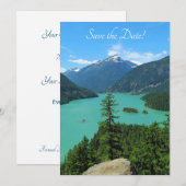 Save The Date Snowy Mountain Turquoise Lake à Washington (Devant / Derrière)