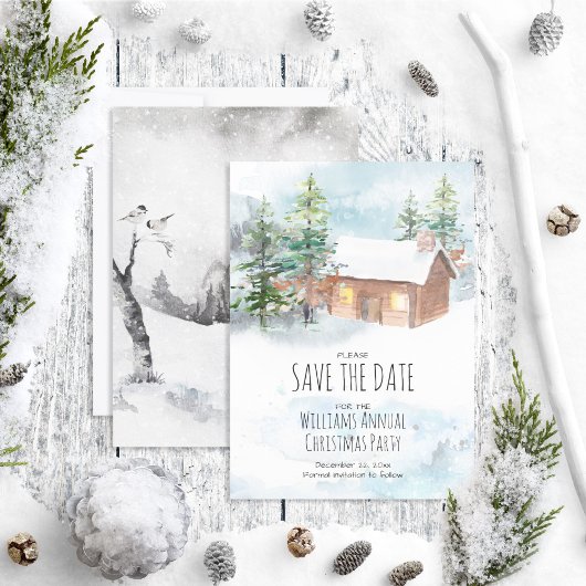Save The Date Snowy Woods Christmas Party Enregistrer la date