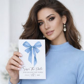 Save The Date Soft Blue Bow Boy Baby Shower