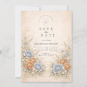 Save The Date Soft Blue Wildflower Garden Wedding (Devant)