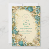 Save The Date Soft Blush Seashell Floral Wedding (Devant)