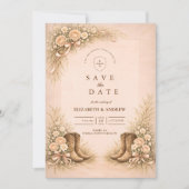 Save The Date Soft Blush Western Boots Wedding (Devant)