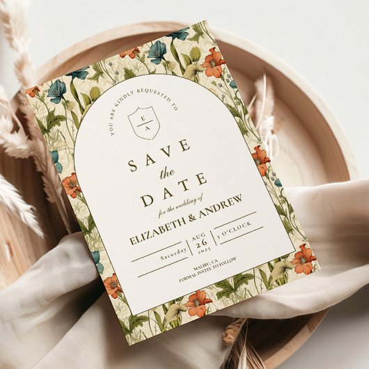 Save The Date Soft Botanical Arch Garden Wedding