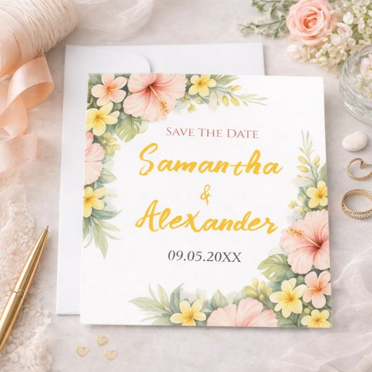 Save The Date Soft & Joyful Tropical Garden  