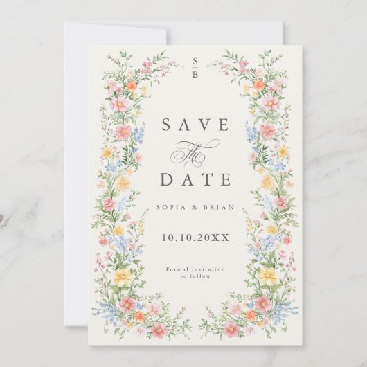 Save The Date Soft Pastel Ornate Spring Garden Floral Mariage (Devant)