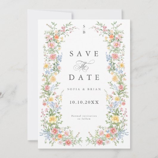 Save The Date Soft Pastel Ornate Spring Garden Floral Mariage (Devant)
