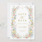 Save The Date Soft Pastel Ornate Spring Garden Gold Wedding (Devant)