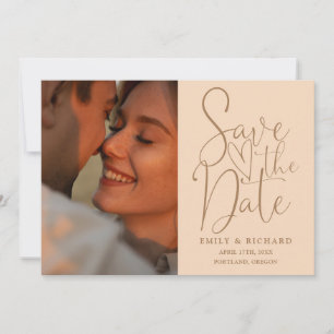 Save The Date Soft Peach Mariage 2 Photo Elegant Script