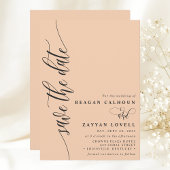 Save The Date Soft Peach Simple Modern Script Enregistrer La Dat