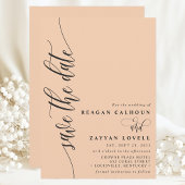 Save The Date Soft Peach Simple Modern Script Enregistrer La Dat