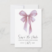Save The Date Soft Pink Bow Girl Baby Shower (Devant)