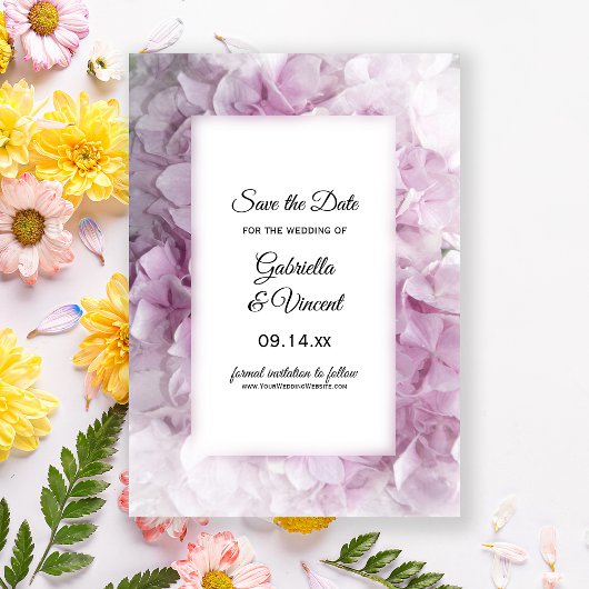 Save The Date Soft rose Hydrangea Mariage Enregistrer la date