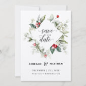 Save The Date Soft Winter Berry Mariage de Noël | Photo (Devant)