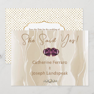 Save The Date Soie & Crème Paillettes Perles Blanches Enregistre