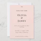 Save The Date Soie Rose Fleur Moderne Discrète Blush (Dos)