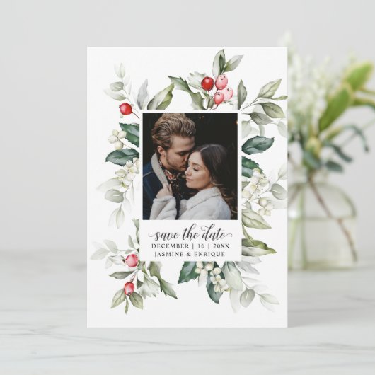 Save The Date Soirée Berry hiver Noël | Photo Enregistrer La Dat (Debout devant)