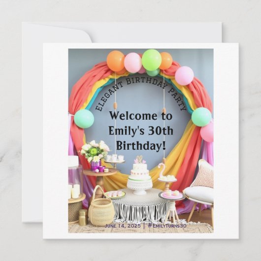 Save The Date Soirée d'anniversaire élégante (Devant)
