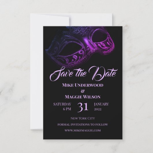 Save The Date Soirée De Mariage Élégant Enregistrer La Date (Devant)