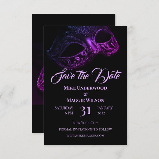 Save The Date Soirée De Mariage Élégant Enregistrer La Date (Devant / Derrière)