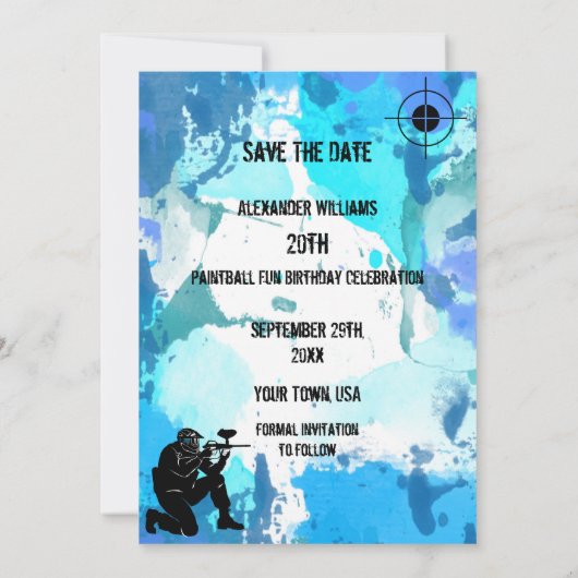 Save The Date Soirée de Paintball (Dos)