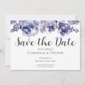 Save The Date Soirée d'hiver florale violette Rose (Devant)