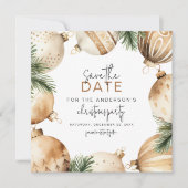 Save The Date Soirée d'ornements d'Arbre de Noël Crème & Or (Devant)