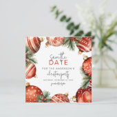 Save The Date Soirée d'ornements d'Arbre de Noël Rouge & Or (Debout devant)