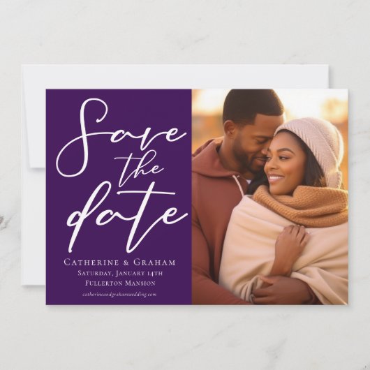 Save The Date Soirée Royale en violet avec photo (Devant)