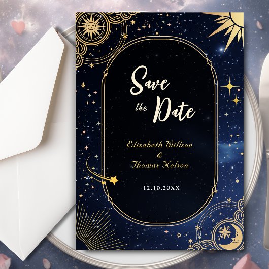 Save The Date Soleil céleste et mariage de lune