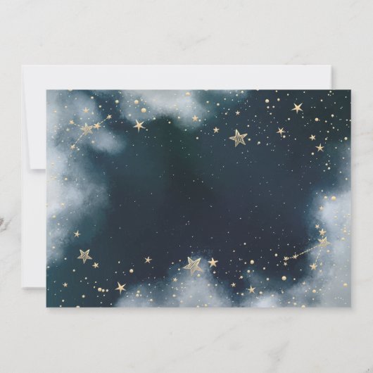 Save The Date Soleil d'or céleste, Lune, Ciel nocturne étoilé (Dos)