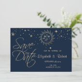 Save The Date Soleil Et Lune En Or Céleste (Debout devant)