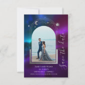 Save The Date Soleil Lune Violet Turquoise Céleste (Devant)