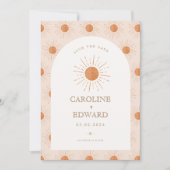 Save The Date Soleil Orange Brûlé Rétro Boho Enregistrer la Date (Devant)