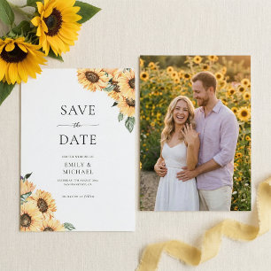 Save The Date Soleil Rustique Élégant Mariage Avec Photo