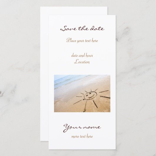 Save The Date Soleil Sur La Plage (Devant / Derrière)