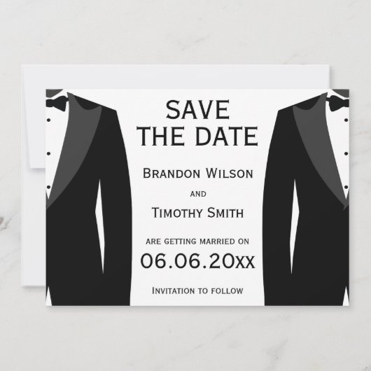 Save The Date Son Dos Sur Le Mariage Gay Noir Et Blanc (Dos)