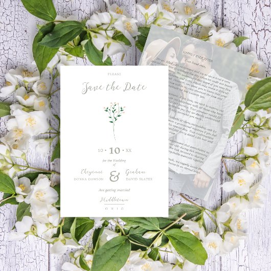Save The Date Sophisticated Coral Elegant Branches Photo