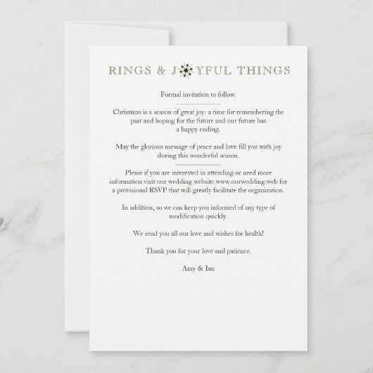 Save The Date Sophisticated Exquisite Christmas Snowflakes (Dos)